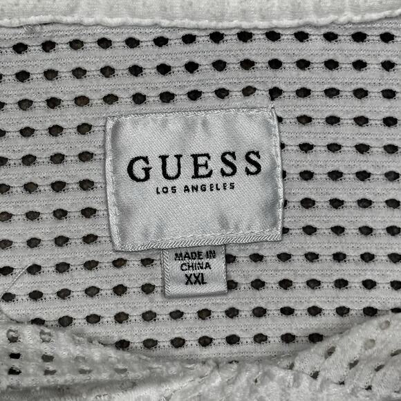 Guess Logo Short Sleeve Mesh Hooded Pullover Tee Shirt Mens Size 2XL - Picture 4 of 9